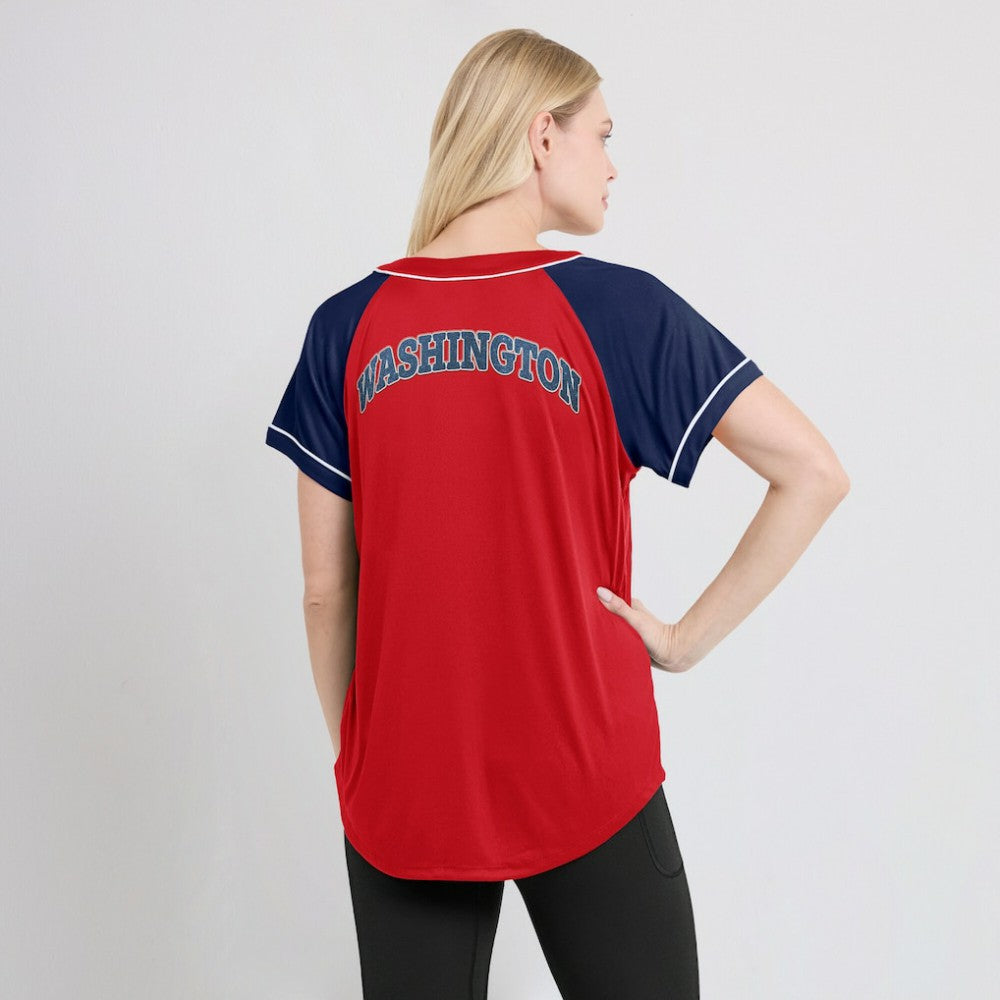 Washington Nationals Fanatics Women's Ultimate Style Raglan V-Neck T-Shirt - MLB T-shirts