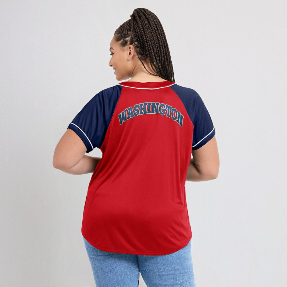 Washington Nationals Fanatics Women's Ultimate Style Raglan V-Neck T-Shirt - MLB T-shirts