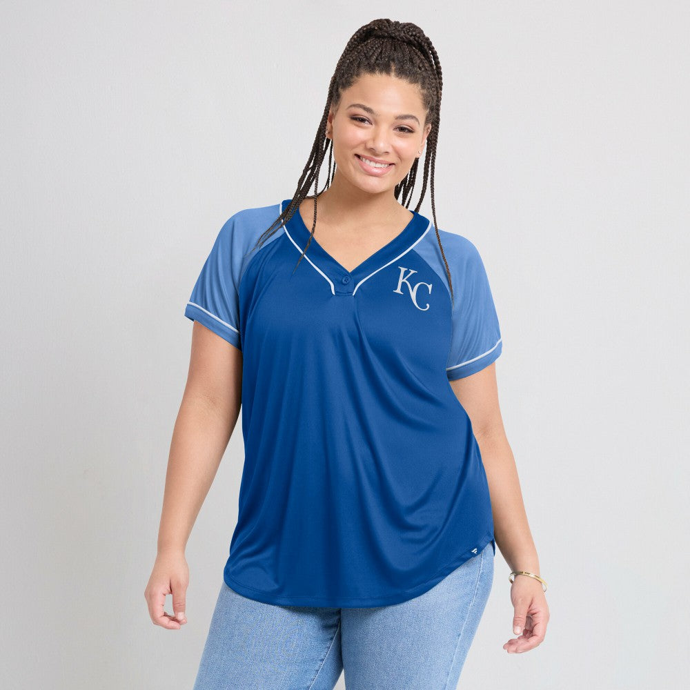 Kansas City Royals Fanatics Women's Ultimate Style Raglan V-Neck T-Shirt - MLB T-shirts