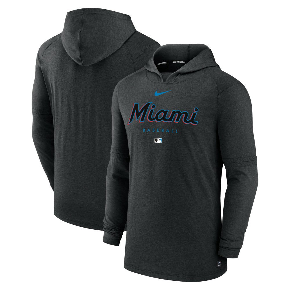 Miami Marlins Nike Authentic Collection Lightweight Dri-FIT Hooded Pullover - MLB Pullover