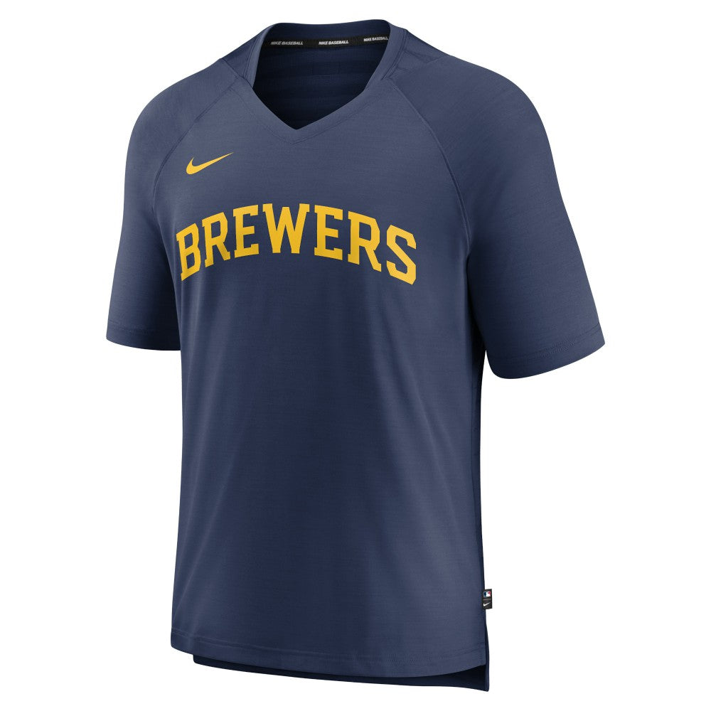 Milwaukee Brewers Nike Authentic Collection Pregame Raglan Performance V-Neck T-Shirt - MLB T-shirts