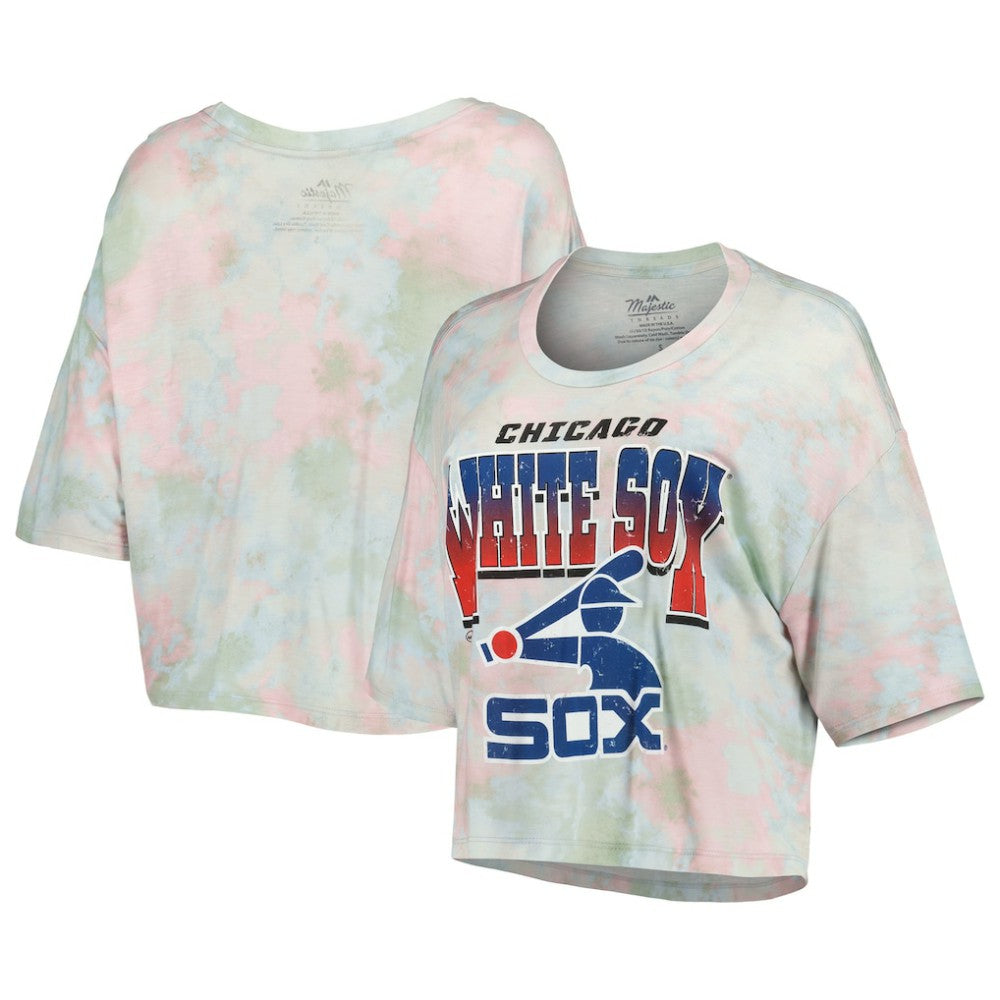 Chicago White Sox Majestic Threads Women's Cooperstown Collection Tie-Dye Boxy Cropped Tri-Blend T-Shirt - MLB T-shirts