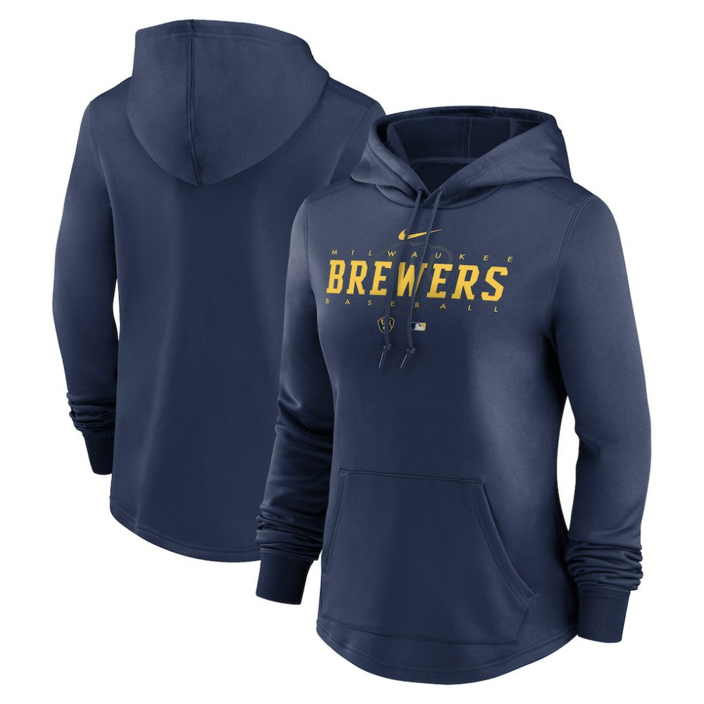 Milwaukee Brewers Nike Women's Authentic Collection Pregame Performance Pullover Hoodie - MLB Hoodies