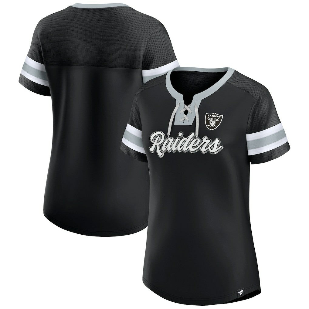 Las Vegas Raiders Women's Plus Size Original State Lace-Up T-Shirt | NFL Sale