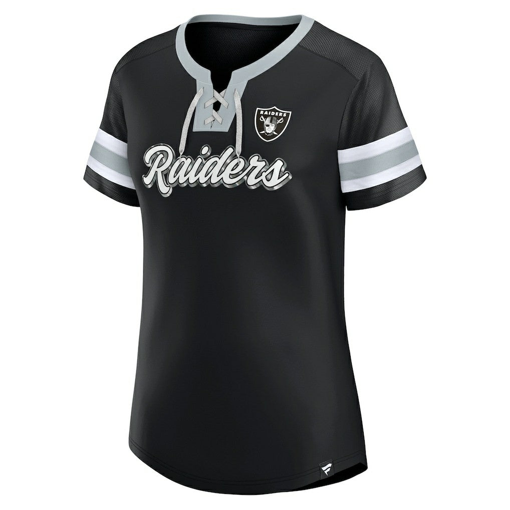 Las Vegas Raiders Women's Plus Size Original State Lace-Up T-Shirt | NFL Sale