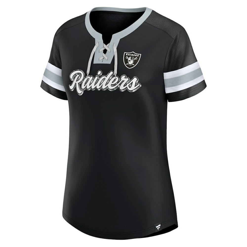 Las Vegas Raiders Women's Plus Size Original State Lace-Up T-Shirt | NFL Sale