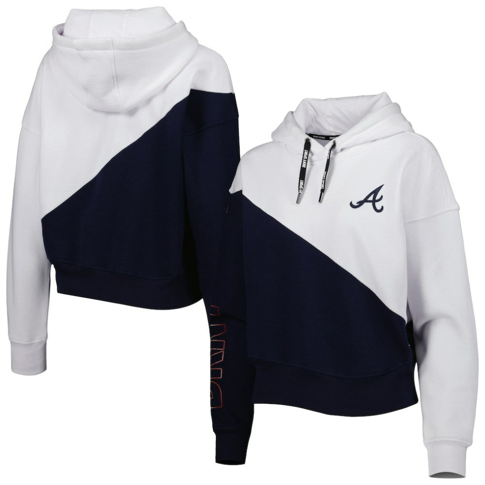 Atlanta Braves DKNY Sport Women's Bobbi Colorblock Pullover Hoodie - MLB Hoodies