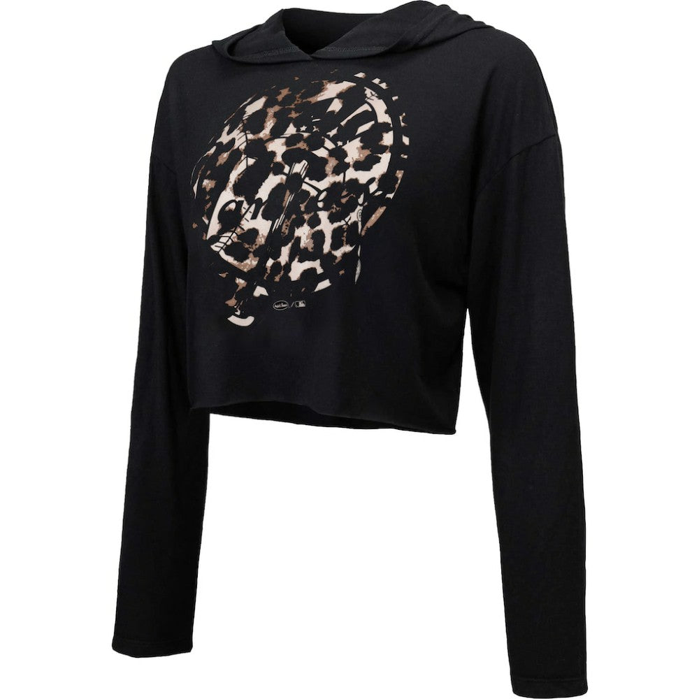 New York Yankees Majestic Threads Women's Leopard Cropped Hoodie - MLB Hoodies