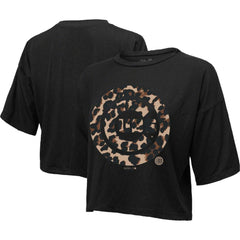 Chicago Cubs Majestic Threads Women's Leopard Cropped T-Shirt - MLB T-shirts