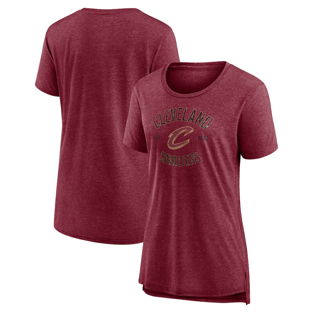 Heather Wine Cleveland Cavaliers Women's Heritage Tri-Blend T-Shirt sale | NBA