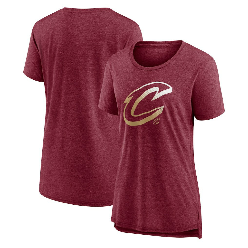 Heather Wine Cleveland Cavaliers Women's Gradient Logo Tri-Blend T-Shirt sale | NBA
