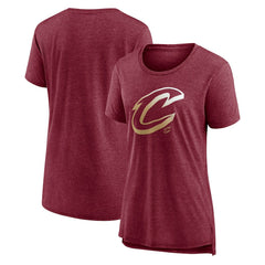 Heather Wine Cleveland Cavaliers Women's Gradient Logo Tri-Blend T-Shirt sale | NBA