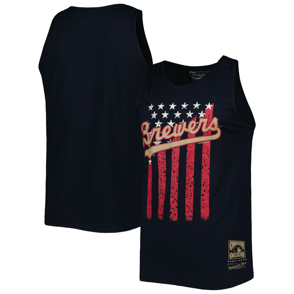 Milwaukee Brewers Mitchell & Ness Cooperstown Collection Stars and Stripes Tank Top - MLB Tanks