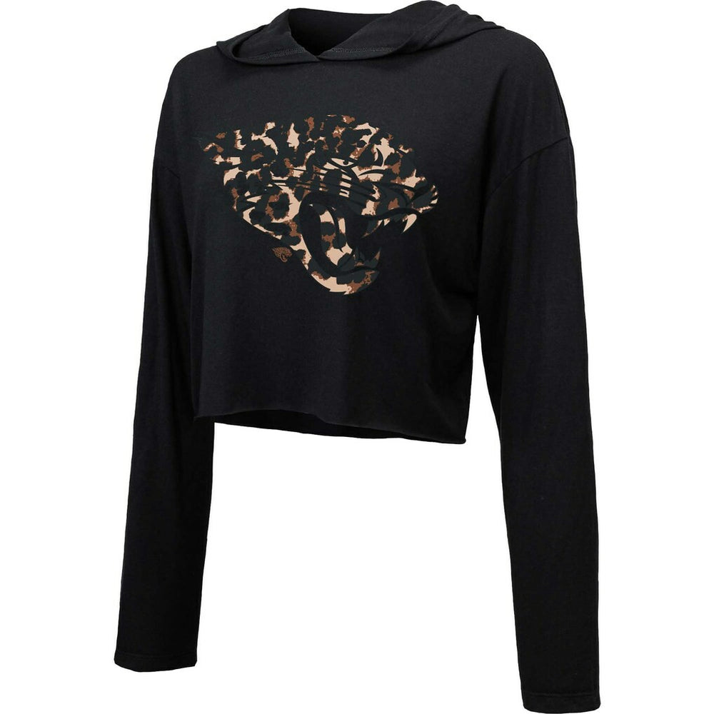 Jacksonville Jaguars Majestic Threads Women's Leopard Cropped Pullover Hoodie | NFL Hot