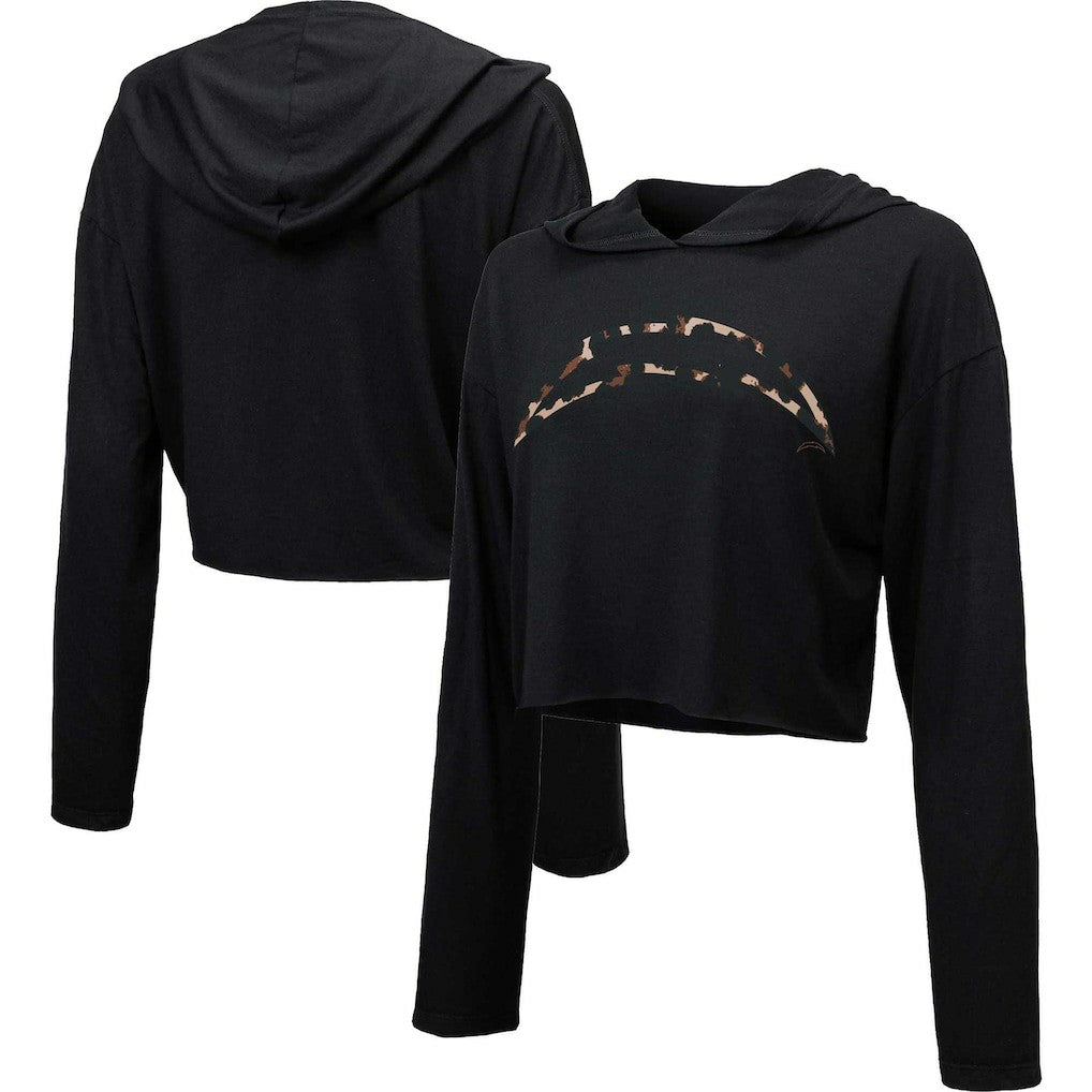 Los Angeles Chargers Majestic Threads Women's Leopard Cropped Pullover Hoodie | NFL Hot