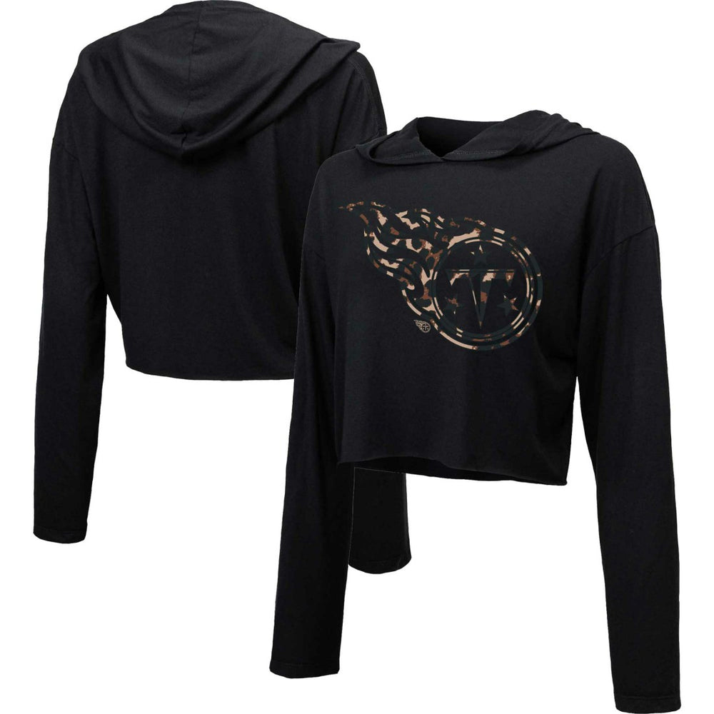 Tennessee Titans Majestic Threads Women's Leopard Cropped Pullover Hoodie | NFL Hot