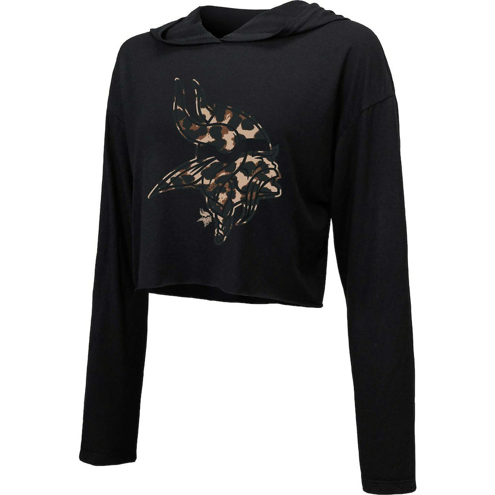 Minnesota Vikings Majestic Threads Women's Leopard Cropped Pullover Hoodie | NFL Sale