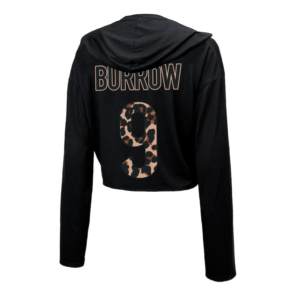Cincinnati Bengals Joe Burrow  Majestic Threads Women's Leopard Player Name & Number Long Sleeve Cropped Hoodie | NFL New