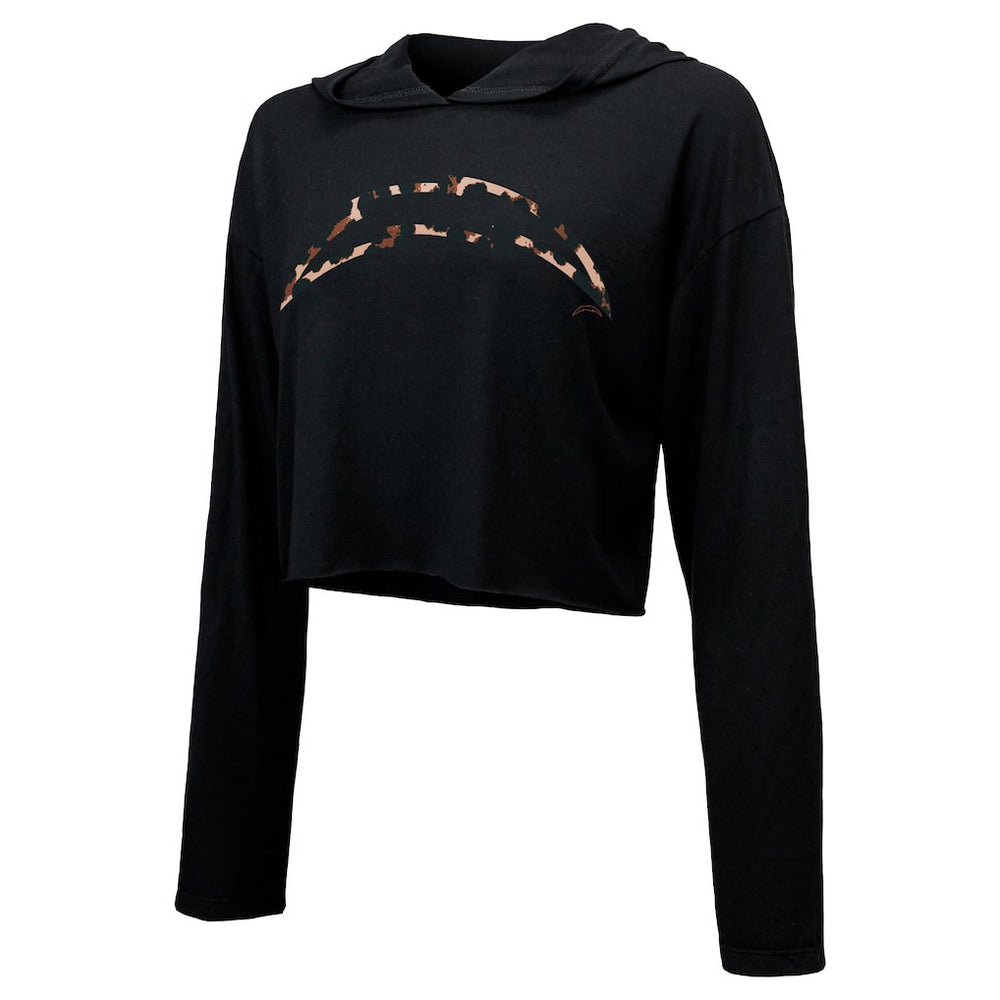 Los Angeles Chargers Justin Herbert  Majestic Threads Women's Leopard Player Name & Number Long Sleeve Cropped Hoodie | NFL New