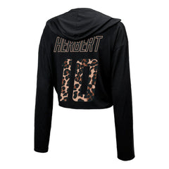 Los Angeles Chargers Justin Herbert  Majestic Threads Women's Leopard Player Name & Number Long Sleeve Cropped Hoodie | NFL New