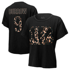 Cincinnati Bengals Joe Burrow  Majestic Threads Women's Leopard Player Name & Number T-Shirt | NFL New