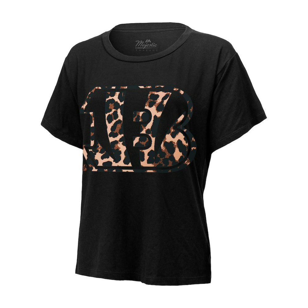 Cincinnati Bengals Joe Burrow  Majestic Threads Women's Leopard Player Name & Number T-Shirt | NFL New