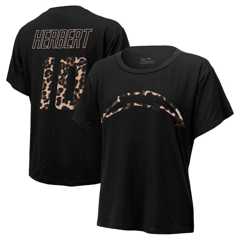 Los Angeles Chargers Justin Herbert  Majestic Threads Women's Leopard Player Name & Number T-Shirt | NFL Online