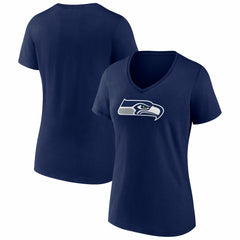 Seattle Seahawks Women's Icon Primary Logo V-Neck T-Shirt | NFL Discount