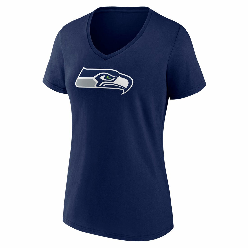 Seattle Seahawks Women's Icon Primary Logo V-Neck T-Shirt | NFL Discount