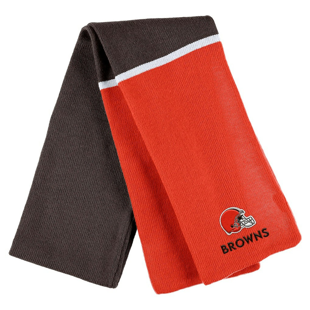 Cleveland Browns WEAR by Erin Andrews Women's Colorblock Cuffed Knit Hat with Pom and Scarf Set | NFL On sale