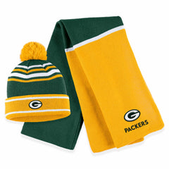Green Bay Packers WEAR by Erin Andrews Women's Colorblock Cuffed Knit Hat with Pom and Scarf Set | NFL Online
