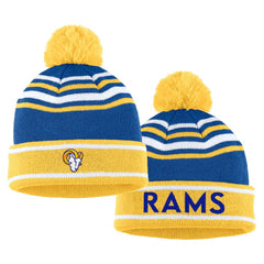 Los Angeles Rams WEAR by Erin Andrews Women's Colorblock Cuffed Knit Hat with Pom and Scarf Set | NFL Sale
