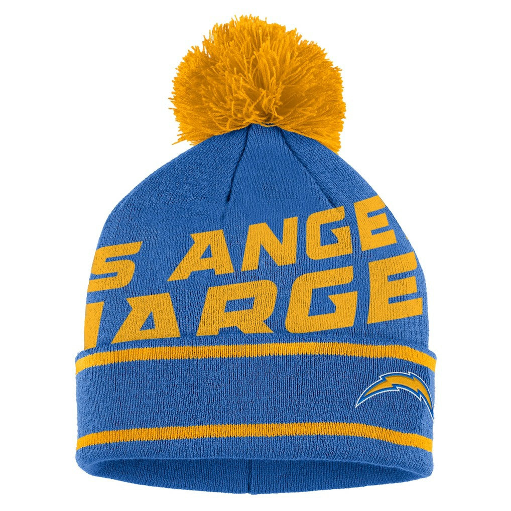 Los Angeles Chargers WEAR by Erin Andrews Women's Double Jacquard Cuffed Knit Hat with Pom and Gloves Set | NFL Near me