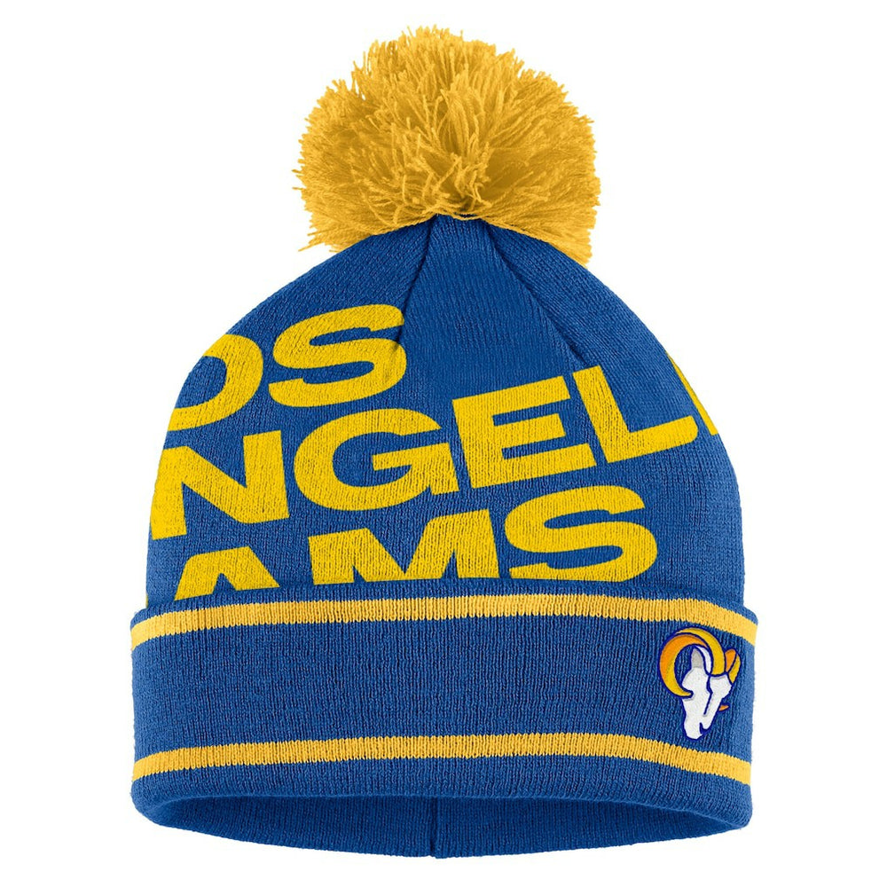 Los Angeles Rams WEAR by Erin Andrews Women's Double Jacquard Cuffed Knit Hat with Pom and Gloves Set | NFL On sale