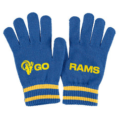 Los Angeles Rams WEAR by Erin Andrews Women's Double Jacquard Cuffed Knit Hat with Pom and Gloves Set | NFL On sale
