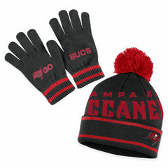 Tampa Bay Buccaneers WEAR by Erin Andrews Women's Double Jacquard Cuffed Knit Hat with Pom and Gloves Set | NFL Online