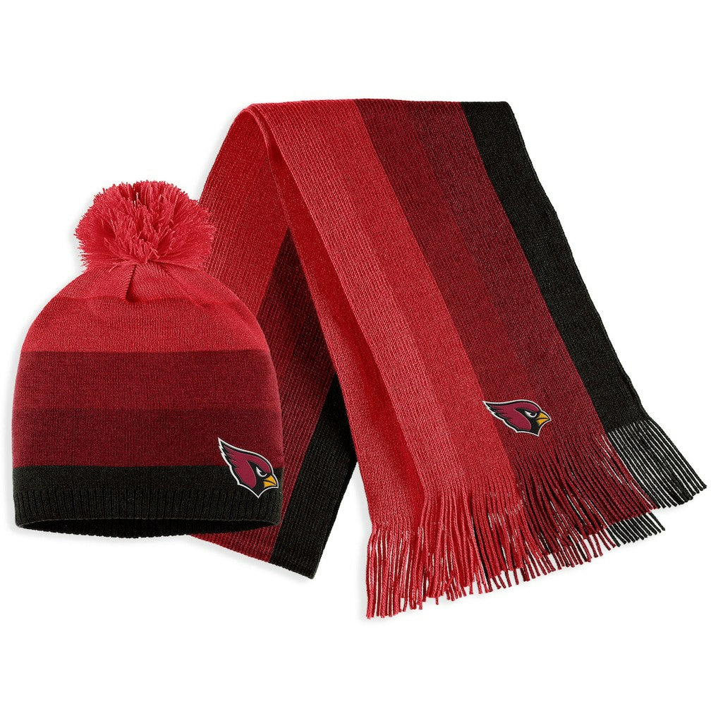 Arizona Cardinals WEAR by Erin Andrews Women's Ombre Pom Knit Hat and Scarf Set | NFL Discount