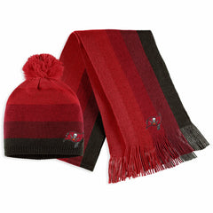 Tampa Bay Buccaneers WEAR by Erin Andrews Women's Ombre Pom Knit Hat and Scarf Set | NFL Hot