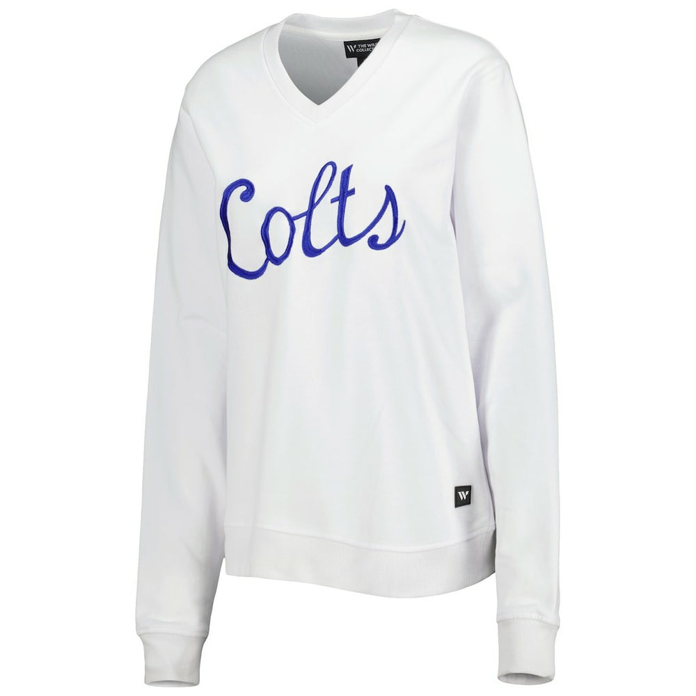 Indianapolis Colts The Wild Collective Women's Cheer V-Neck Fleece Pullover Sweatshirt | NFL Online