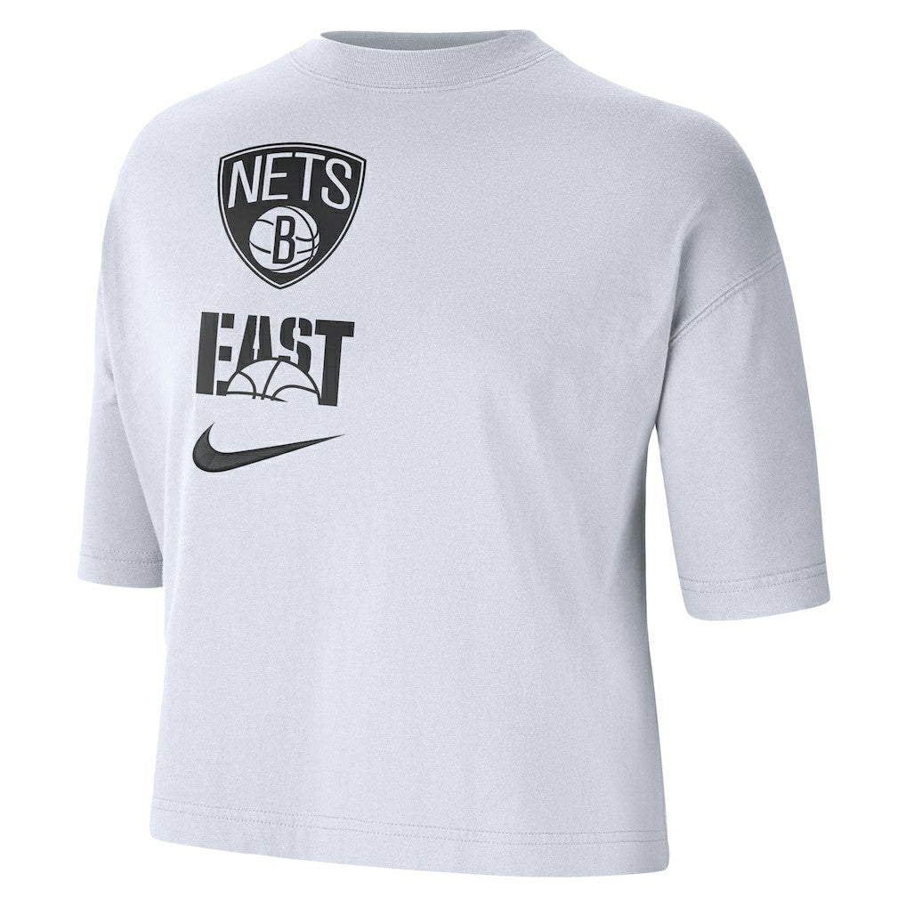 White Brooklyn Nets Women's Essential Boxy T-Shirt | NBA