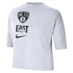 White Brooklyn Nets Women's Essential Boxy T-Shirt | NBA