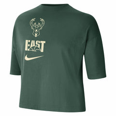 Hunter Green Milwaukee Bucks Women's Essential Boxy T-Shirt | NBA