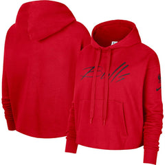 Red Chicago Bulls Women's Split Flip Courtside Cropped Pullover Hoodie | NBA