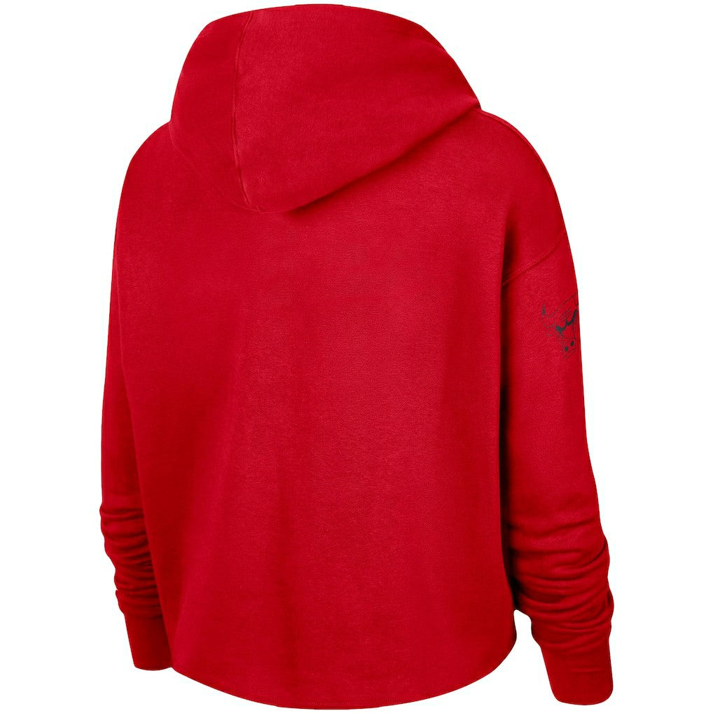 Red Chicago Bulls Women's Split Flip Courtside Cropped Pullover Hoodie | NBA