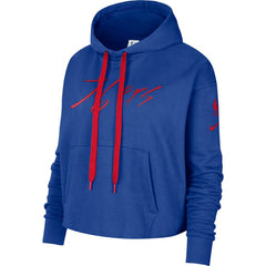 Royal Philadelphia 76ers Women's Split Flip Courtside Cropped Pullover Hoodie | NBA