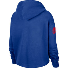 Royal Philadelphia 76ers Women's Split Flip Courtside Cropped Pullover Hoodie | NBA