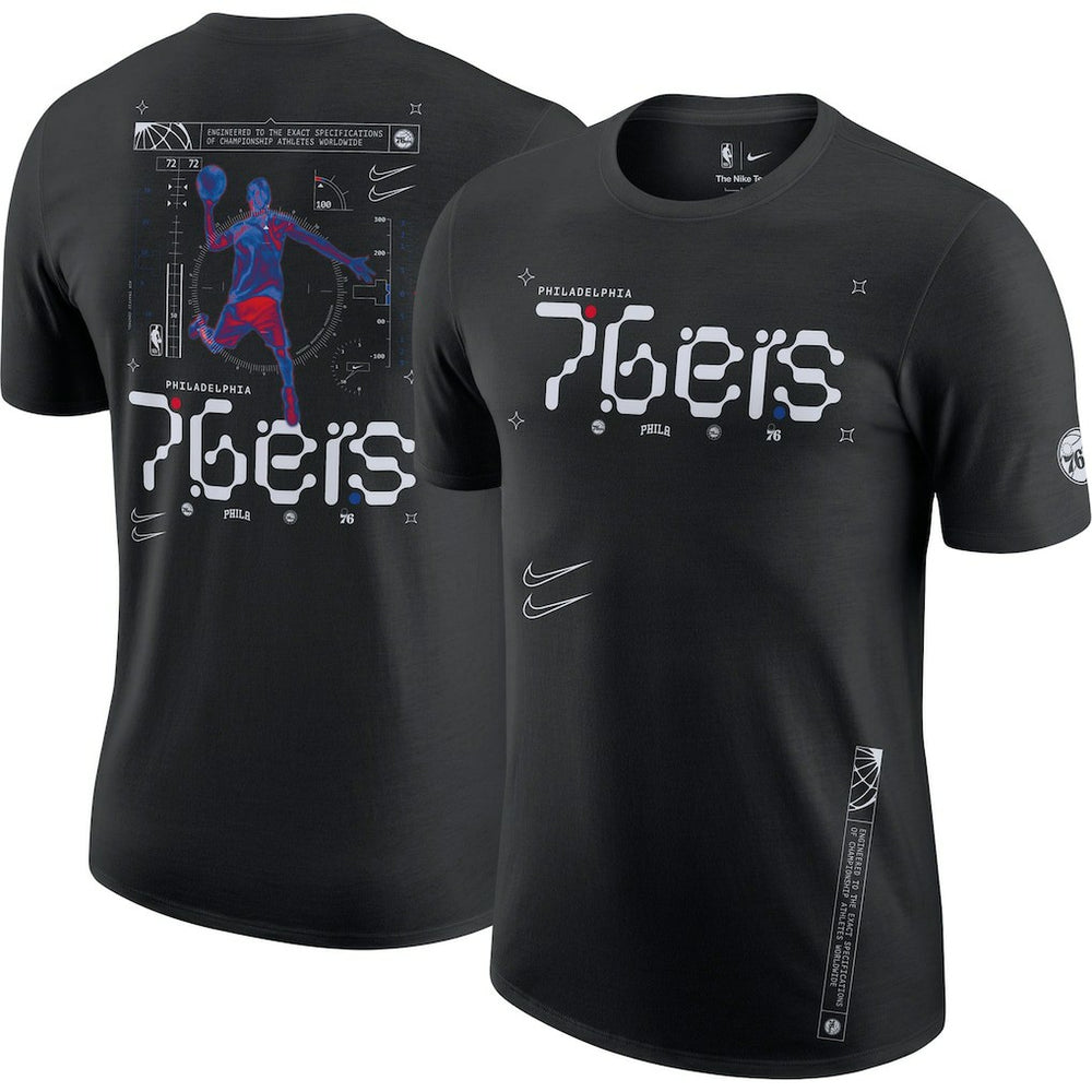 Black Philadelphia 76ers Courtside Air Traffic Control Max90 T-Shirt | NBA