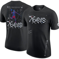 Black Philadelphia 76ers Courtside Air Traffic Control Max90 T-Shirt | NBA