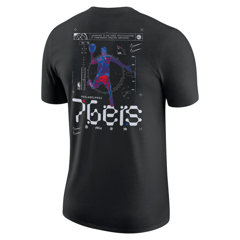 Black Philadelphia 76ers Courtside Air Traffic Control Max90 T-Shirt | NBA