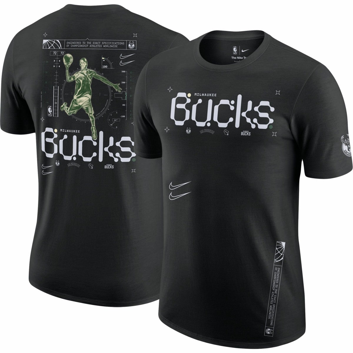 Black Milwaukee Bucks Courtside Air Traffic Control Max90 T-Shirt | NBA